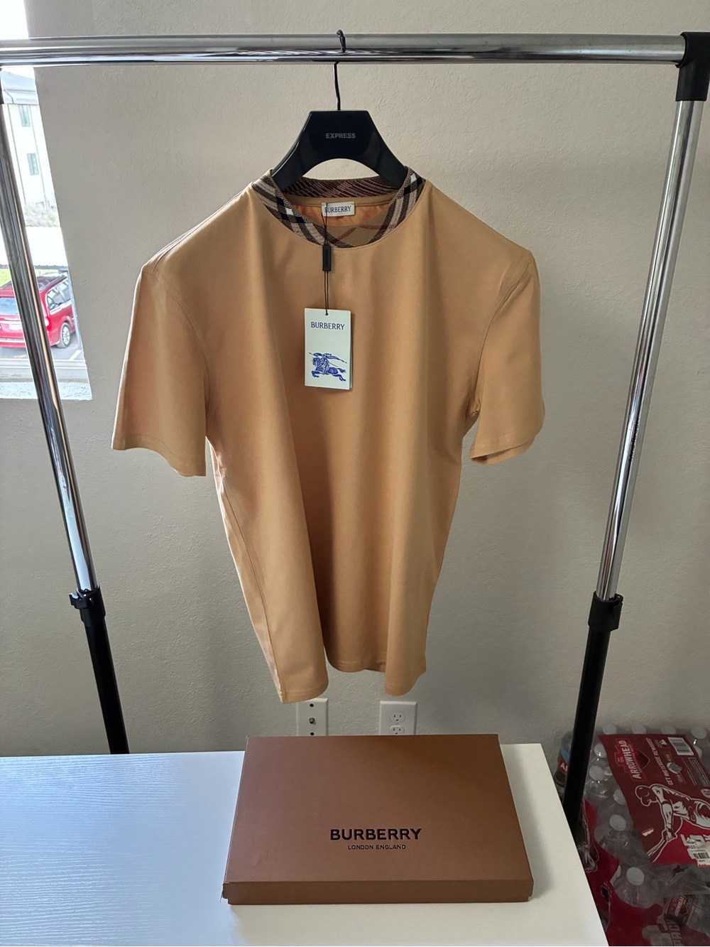 Burberry beige Relaxed Fit Check Trim Cotton T-shirt Men’s M